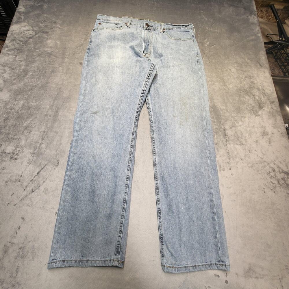 Levis 505 Jeans Mens 36x29 Light Wash Stretch Denim Straight Leg Classic